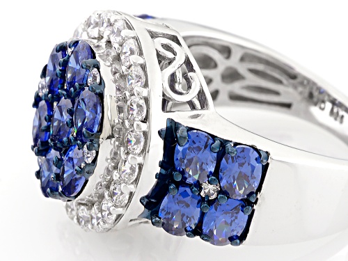 Bella Luce ® Esotica ™ 5.63ctw Tanzanite & Diamond Simulants Rhodium Over Sterling Silver Ring - Size 5