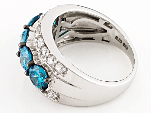 Bella Luce ® Esotica ™ 5.69ctw Neon Apatite & Diamond Simulants Rhodium Over Sterling Ring - Size 5