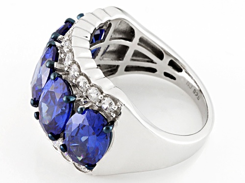 Bella Luce ® Esotica ™ 11.31ctw Tanzanite & Diamond Simulants Rhodium Over Sterling Silver Ring - Size 7