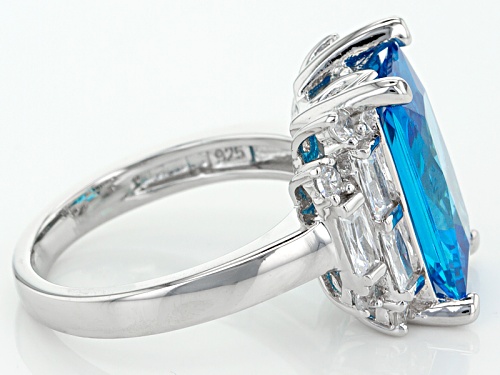 Bella Luce® Esotica™ 9.65ctw Neon Apatite And White Diamond Simulants Rhodium Over Silver Ring - Size 7