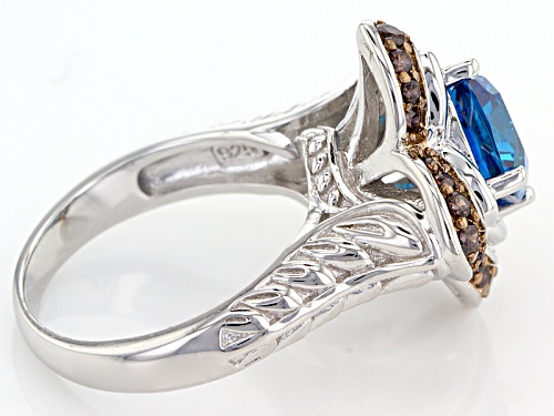 Bella Luce ® Esotica ™ Neon Apatite & Mocha Diamond Simulants Rhodium Over Sterling Silver Ring - Size 10
