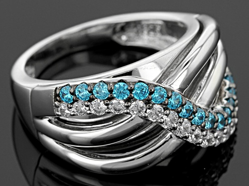 Bella Luce® Esotica ™ 1.11ctw Neon Apatite & White Diamond Simulants Rhodium Over Sterling Ring - Size 5