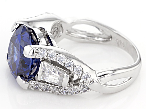 Bella Luce® Esotica ™ 10.94ctw Tanzanite And White Diamond Simulants Rhodium Over Sterling Ring - Size 10