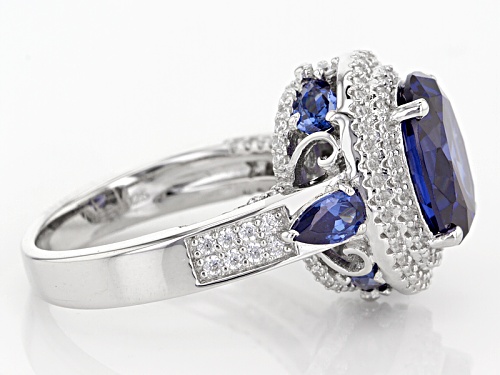 Bella Luce ® Esotica ™ 8.03ctw Tanzanite And White Diamond Simulants Rhodium Over Sterling Ring - Size 5