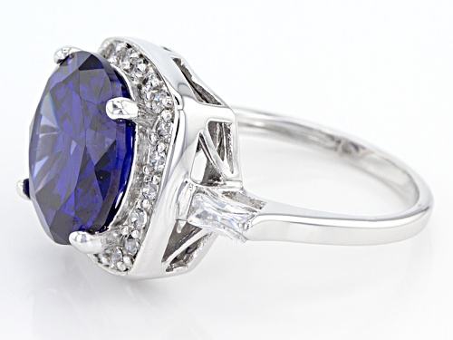 Bella Luce ® Esotica ™ 11.38ctw Tanzanite & White Diamond Simulants Rhodium Over Silver Ring - Size 5