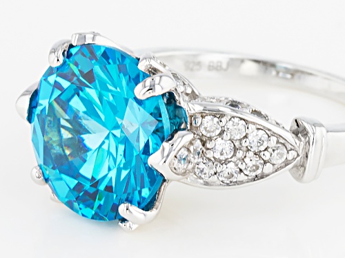 Bella Luce ® Esotica ™ 11.72ctw Neon Apatite & Diamond Simulants Rhodium Over Silver Ring - Size 5