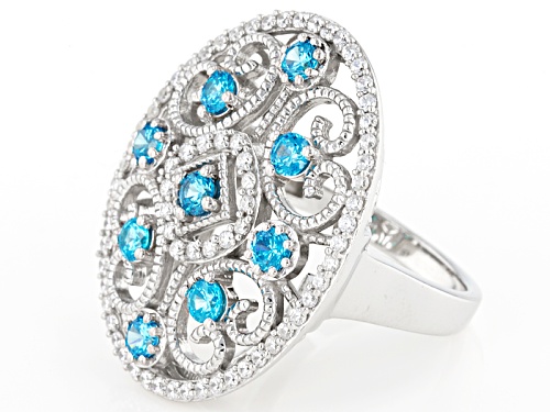 Bella Luce® Esotica™ 2.70ctw Neon Apatite & White Diamond Simulants Rhodium Over Silver Ring - Size 5