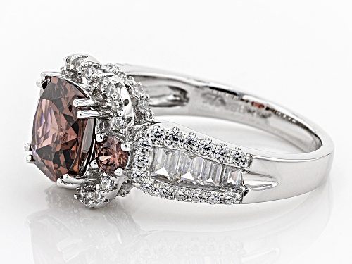 Bella Luce ® Esotica ™ 5.09CTW Blush Zircon & White Diamond Simulants Rhodium Over Silver Ring - Size 9