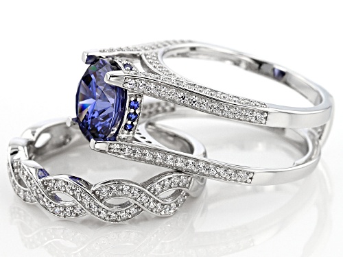Bella Luce®Esotica™Lab Created Sapphire,Tanzanite,Diamond Simulants Rhodium Over Silver Rings - Size 7