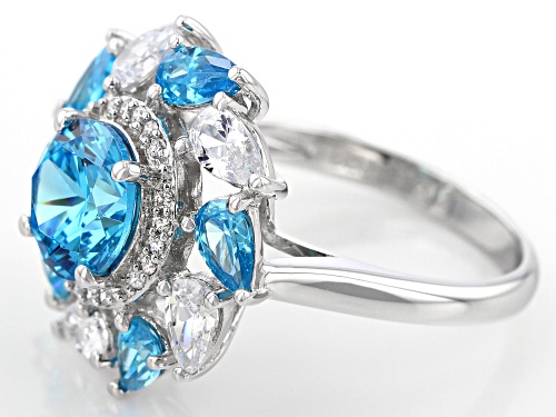 Bella Luce ® 6.91CTW Esotica ™ Neon Apatite & White Diamond Simulants Rhodium Over Silver Ring - Size 6