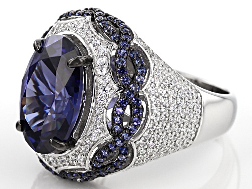 Bella Luce ®Esotica ™ Lab Sapphire,Tazanite & White Diamond Simulants Rhodium Over Silver Ring - Size 7