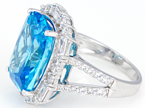 Bella Luce ® 19.56CTW Esotica ™ Neon Apatite & White Diamond Simulants Rhodium Over Silver Ring - Size 7