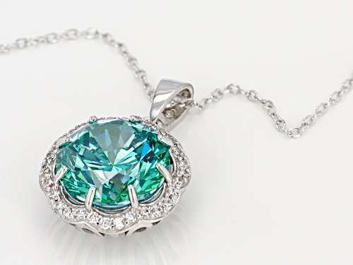 Bella Luce®12.10CTW Paraiba Tourmaline & White Diamond Simulants Rhodium Over Silver Pendant & Chain