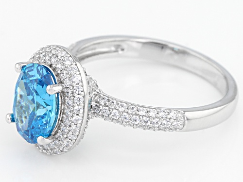 Bella Luce ® 4.19CTW Esotica ™ Neon Apatite & White Diamond Simulants Rhodium Over Silver Ring - Size 7