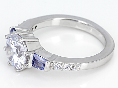 Bella Luce ® 4.30CTW Esotica ™ Tanzanite And White Diamond Simulants Rhodium Over Silver Ring - Size 7