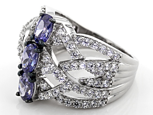 Bella Luce ® 4.80CTW Esotica ™ Tanzanite And White Diamond Simulants Rhodium Over Silver Ring - Size 7