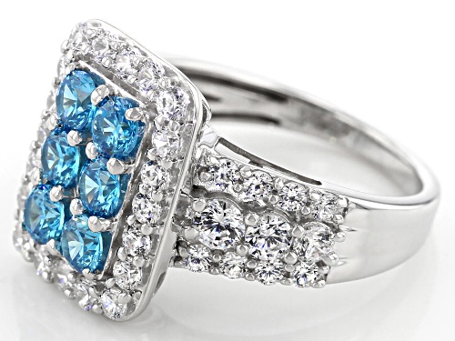 Bella Luce ® 4.66CTW Esotica ™ Neon Apatite And White Diamond Simulants Rhodium Over Silver Ring - Size 7