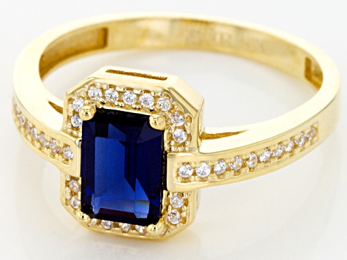 Bella Luce® 2.13ctw Lab Created Blue Spinel and White Diamond Simulant 10k Yellow Gold Ring - Size 7