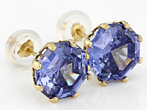 Bella Luce ® 7.00CTW Esotica ™ Tanzanite Diamond Simulant 10K Yellow Gold Earrings