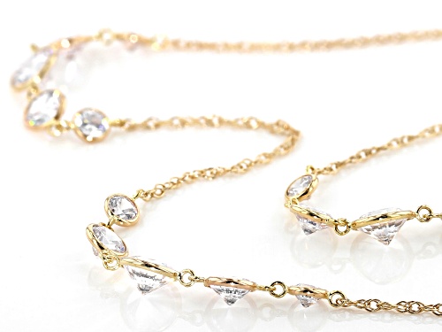 Bella Luce ® 5.73ctw White Diamond Simulant 10K Yellow Gold Station Necklace (3.54ctw DEW) - Size 18