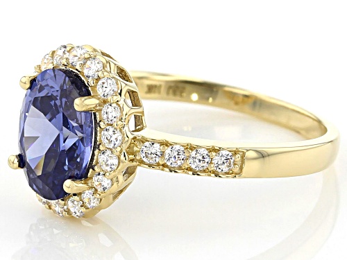 Bella Luce ® 2.95ctw Blue Tanzanite and White Diamond Simulants 10k Yellow Gold Ring - Size 7