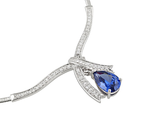 Bella Luce ® Esotica ™ 5.76ctw Tanzanite & White Diamond Simulants Rhodium Over Silver Necklace - Size 18
