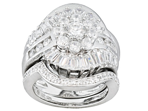 Bella Luce® 3.71ctw Round And Tapered Baguette Rhodium Over Sterling Silver Ring With Wrap - Size 5