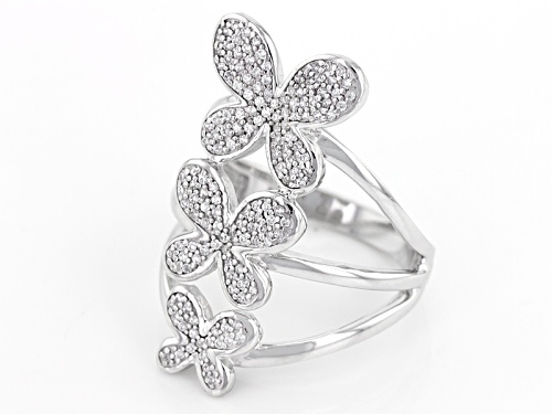 Bella Luce ® .70ctw White Diamond Simulant Rhodium Over Sterling Silver Butterfly Ring(.37ctw Dew) - Size 5