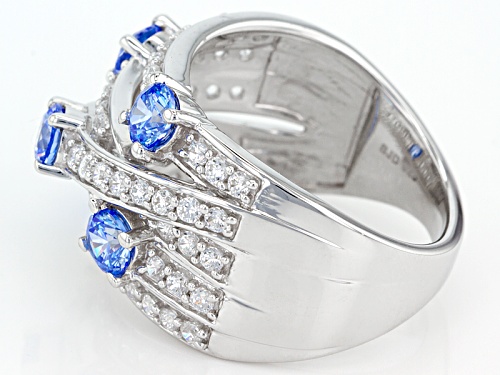 Bella Luce® 4.13ctw Rhodium Over Sterling Silver Ring With Arctic Blue Swarovski ® Zirconia - Size 7