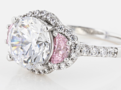 Bella Luce ® 6.19ctw Pink & White Diamond Simulants Rhodium Over Sterling Silver Ring - Size 10