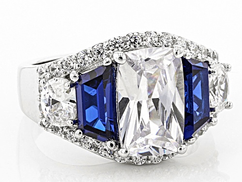 Bella Luce ® 12.05ctw Sapphire & White Diamond Simulants Rhodium Over Sterling Silver Ring - Size 8