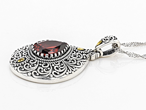 Bella Luce ® Garnet Simulant Rhodium Over Sterling Silver Pendant With Chain