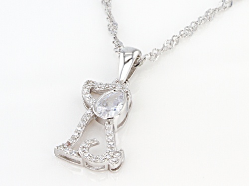 Bella Luce ® 0.89ctw Rhodium Over Sterling Silver Dog Pendant With Chain (0.56ctw DEW)