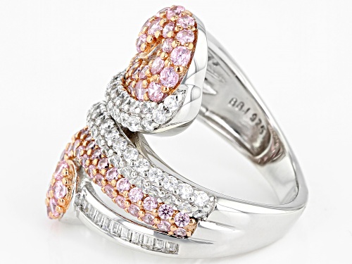 Bella Luce® 5.34ctw Pink and White Diamond Simulants Rhodium Over Sterling Silver Ring (2.82ctw DEW) - Size 7