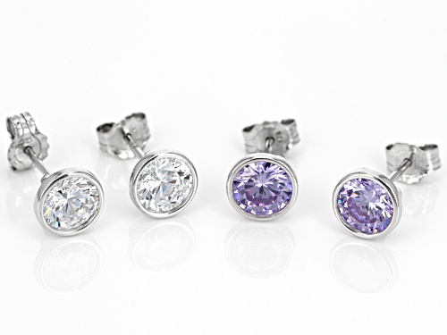 Bella Luce®5.72ctw Lavender & White Diamond Simulants Rhodium Over Silver Earrings-Set Of 2