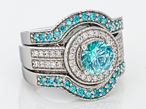 Bella Luce ® 3.94ctw Rhodium Over Silver Ring With Bands With Mint Swarovski ® Zirconia - Size 8