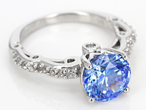 Bella Luce ® Rhodium Over Silver Ring With Arctic Blue Swarovski ® Zirconia - Size 10