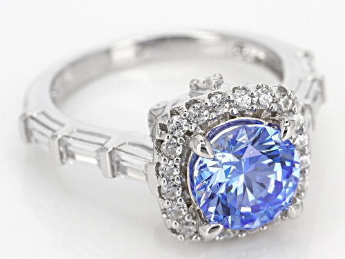 Bella Luce ® Rhodium Over Silver Ring With Arctic Blue Swarovski ® Zirconia - Size 9
