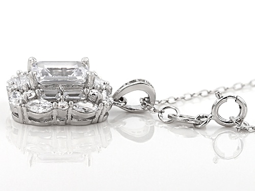 Bella Luce ® 3.97CTW White Diamond Simulant Rhodium Over Sterling Silver Pendant W/ Chain