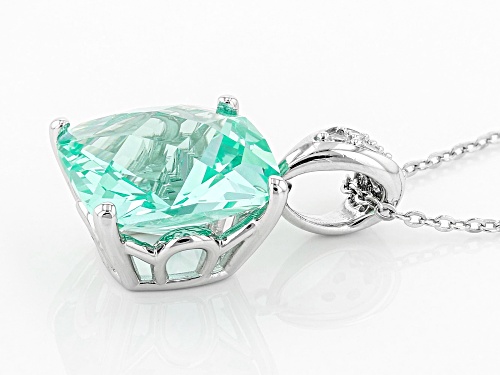 Bella Luce®12.77ctw Caribbean Green™and White Diamond Simulants Rhodium Over Sterling Pendant