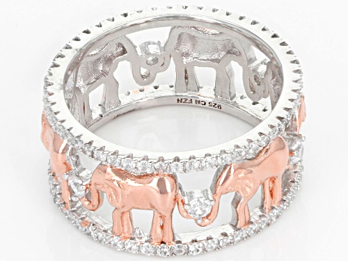 Bella Luce® 1.24ctw Eterno™ Rose and Rhodium Over Sterling Silver Elephant Ring (.68ctw DEW) - Size 7