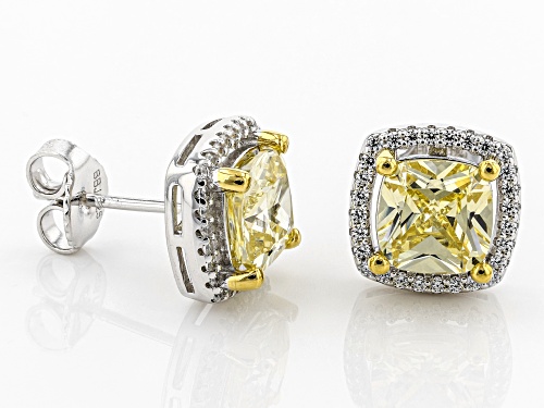 Bella Luce ® 4.97CTW Canary & White Diamond Simulants Rhodium Over Silver Earrings (1.56CTW DEW)