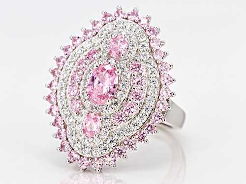 Bella Luce ® 6.74CTW Pink & White Diamond Simulants Rhodium Over Silver Ring (3.47CTW DEW) - Size 5