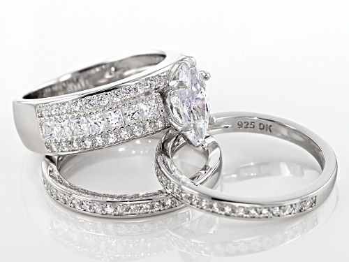 Bella Luce ® 4.21CTW White Diamond Simulant Rhodium Over Sterling Silver Rings Set Of 3 - Size 11