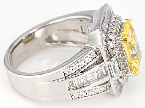 Bella Luce ® 6.30CTW Canary & White Diamond Simulants Rhodium Over Silver Ring - Size 5