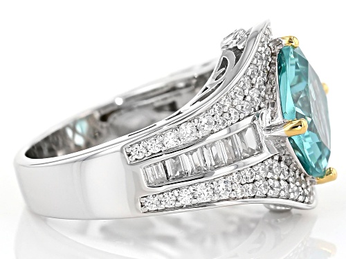 Bella Luce ® 5.52CTW Caribbean Green ™ & White Diamond Simulants Rhodium Over Silver Ring - Size 12
