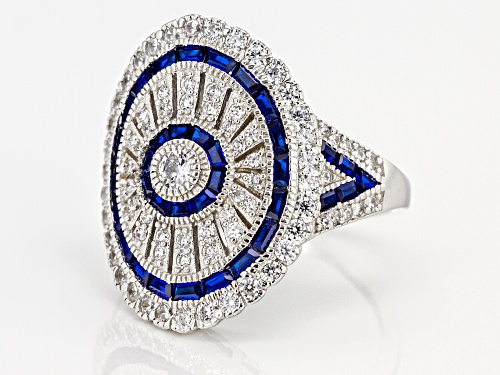 Bella Luce ® 2.72CTW Lab Blue Spinel & White Diamond Simulant Rhodium Over Silver Ring - Size 5