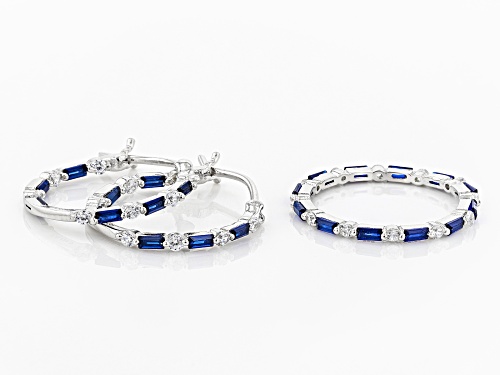 Bella Luce®3.38CTW Lab Blue Spinel & Diamond Simulant Rhodium Over Silver Earring & Ring Set