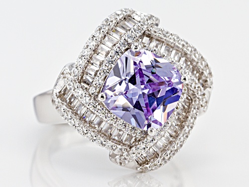 Bella Luce ® 6.44CTW Lavender & White Diamond Simulants Rhodium Over Silver Ring - Size 8
