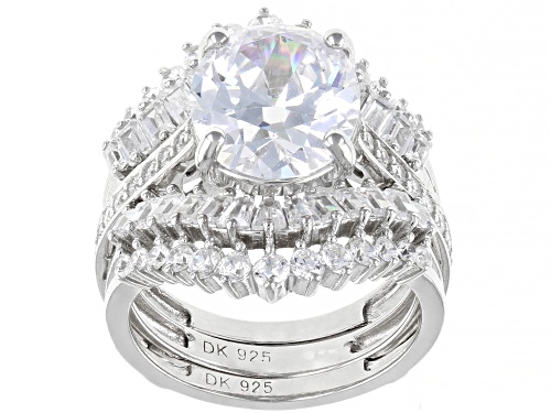 Bella Luce ® White Diamond Simulant Rhodium Over Silver Ring With Two Guards & Band - Size 12